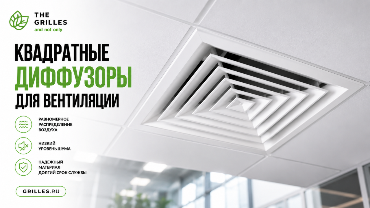 Квадратные диффузоры для систем вентиляции